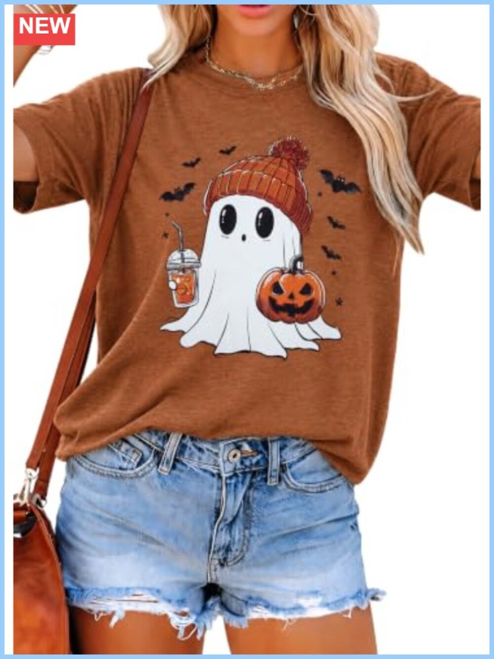 Women's Halloween Ghost Graphic Tee Short Sleeve Crew Neck Cotton